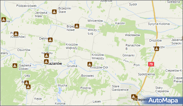 mapa Kroczów Mniejszy, Kroczów Mniejszy na mapie Targeo