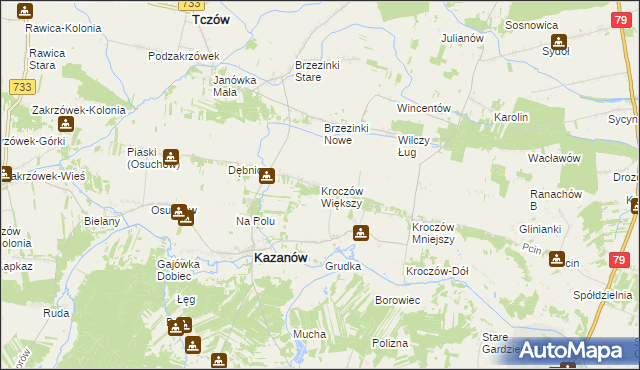 mapa Kroczów Większy, Kroczów Większy na mapie Targeo