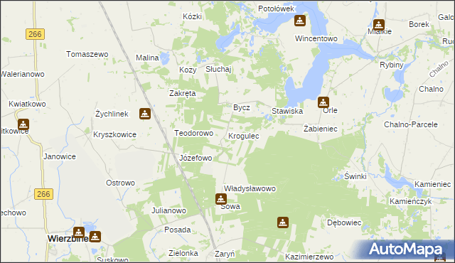 mapa Krogulec gmina Piotrków Kujawski, Krogulec gmina Piotrków Kujawski na mapie Targeo