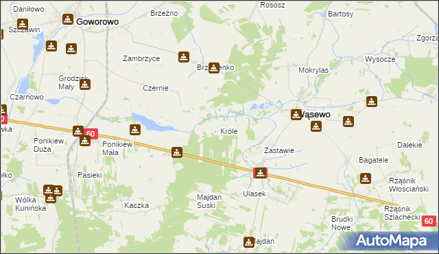 mapa Króle gmina Wąsewo, Króle gmina Wąsewo na mapie Targeo