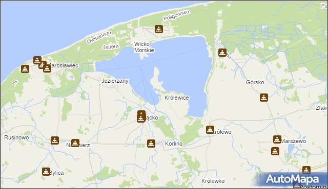 mapa Królewice gmina Postomino, Królewice gmina Postomino na mapie Targeo