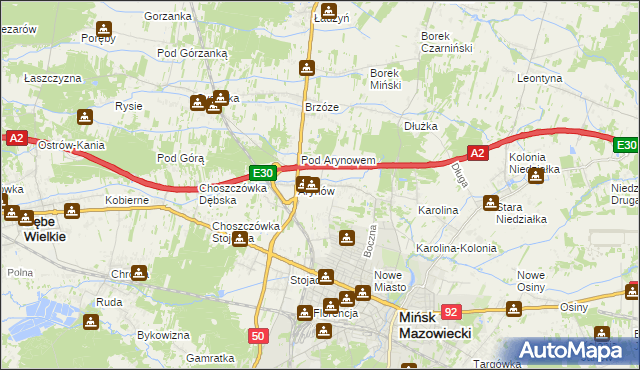 mapa Królewiec gmina Mińsk Mazowiecki, Królewiec gmina Mińsk Mazowiecki na mapie Targeo