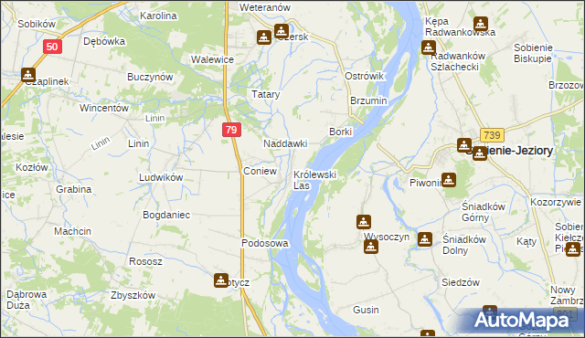 mapa Królewski Las gmina Góra Kalwaria, Królewski Las gmina Góra Kalwaria na mapie Targeo