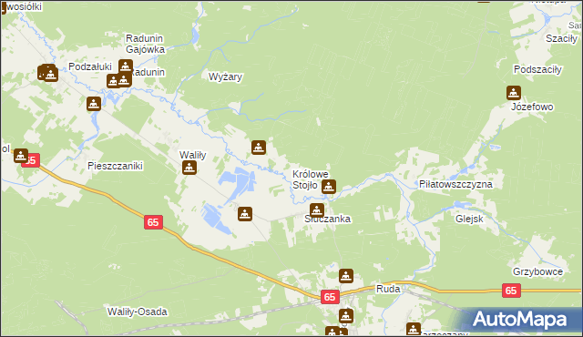 mapa Królowe Stojło, Królowe Stojło na mapie Targeo