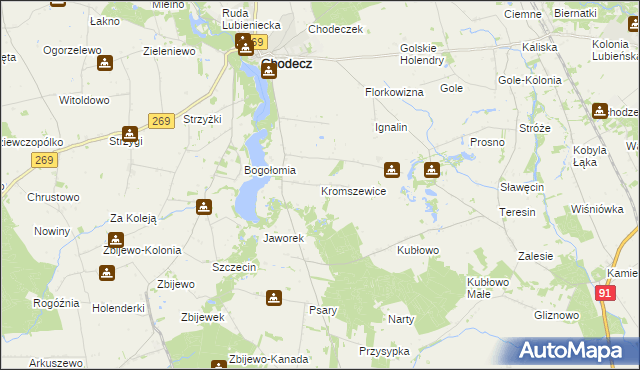 mapa Kromszewice, Kromszewice na mapie Targeo