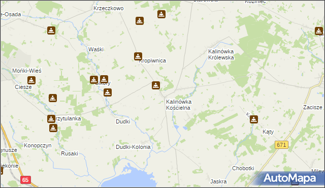 mapa Kropiwnica gmina Knyszyn, Kropiwnica gmina Knyszyn na mapie Targeo