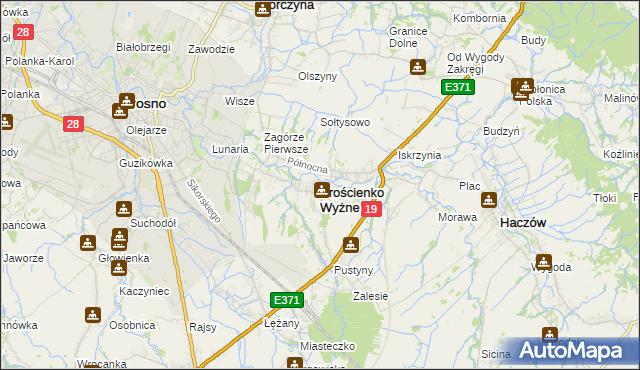 mapa Krościenko Wyżne, Krościenko Wyżne na mapie Targeo