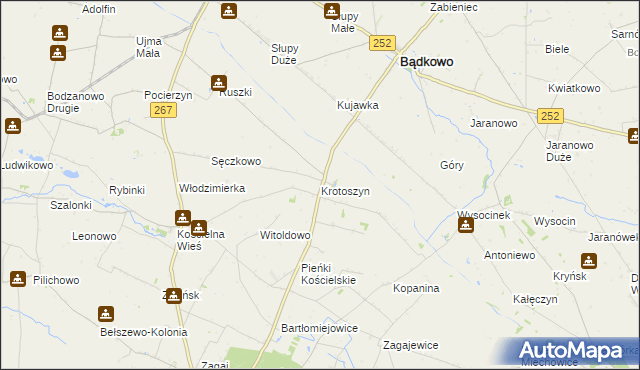 mapa Krotoszyn gmina Osięciny, Krotoszyn gmina Osięciny na mapie Targeo