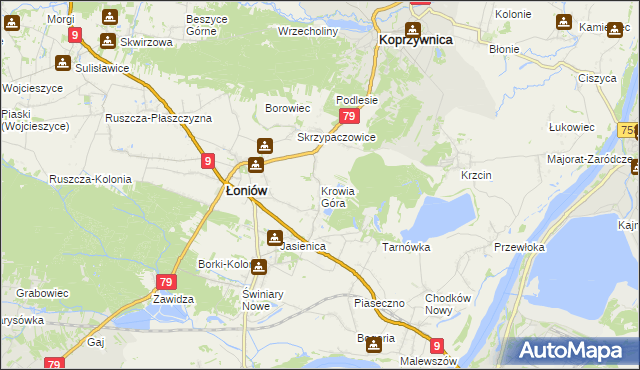 mapa Krowia Góra, Krowia Góra na mapie Targeo