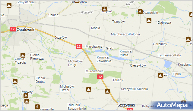 mapa Krowica Zawodnia, Krowica Zawodnia na mapie Targeo