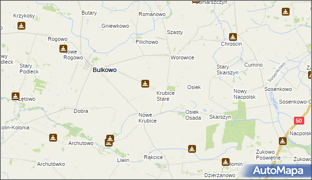 mapa Krubice Stare, Krubice Stare na mapie Targeo