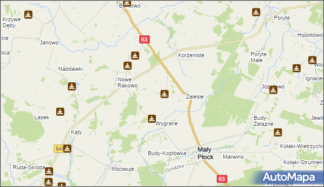 mapa Krukówka gmina Mały Płock, Krukówka gmina Mały Płock na mapie Targeo