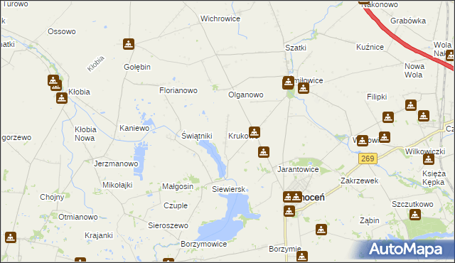 mapa Krukowo gmina Choceń, Krukowo gmina Choceń na mapie Targeo