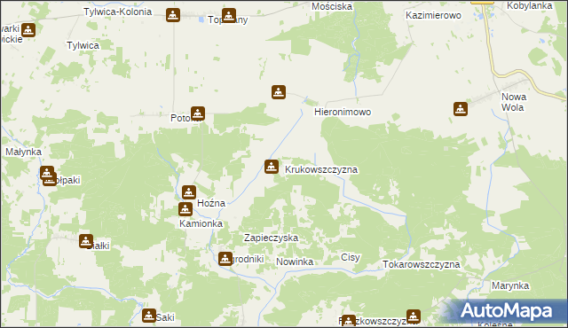 mapa Krukowszczyzna gmina Michałowo, Krukowszczyzna gmina Michałowo na mapie Targeo