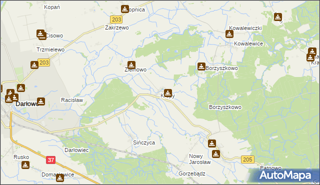 mapa Krupy gmina Darłowo, Krupy gmina Darłowo na mapie Targeo