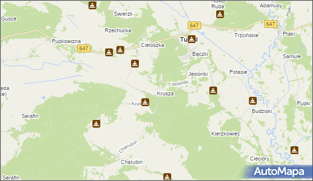 mapa Krusza, Krusza na mapie Targeo