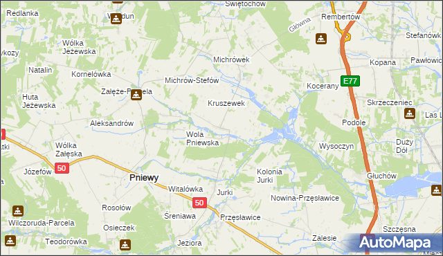 mapa Kruszew gmina Pniewy, Kruszew gmina Pniewy na mapie Targeo