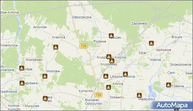 mapa Kruszewiec-Kolonia, Kruszewiec-Kolonia na mapie Targeo