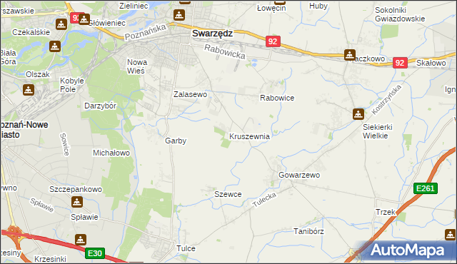 mapa Kruszewnia gmina Swarzędz, Kruszewnia gmina Swarzędz na mapie Targeo