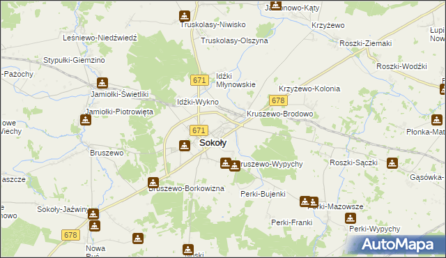 mapa Kruszewo-Głąby, Kruszewo-Głąby na mapie Targeo