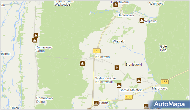 mapa Kruszewo gmina Ujście, Kruszewo gmina Ujście na mapie Targeo