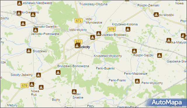 mapa Kruszewo-Wypychy, Kruszewo-Wypychy na mapie Targeo