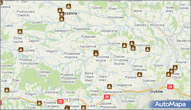 mapa Krużlowa Wyżna, Krużlowa Wyżna na mapie Targeo