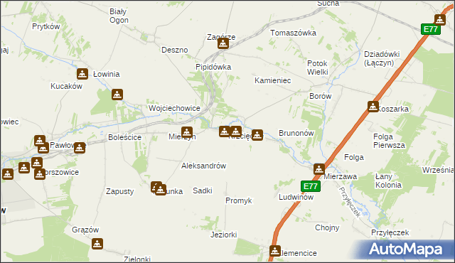 mapa Krzcięcice, Krzcięcice na mapie Targeo