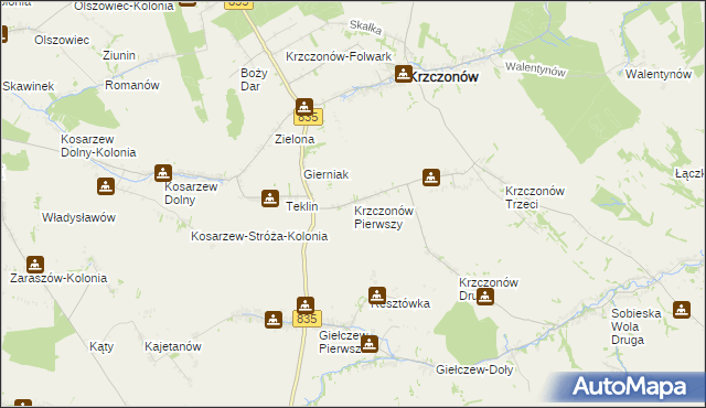 mapa Krzczonów Pierwszy, Krzczonów Pierwszy na mapie Targeo