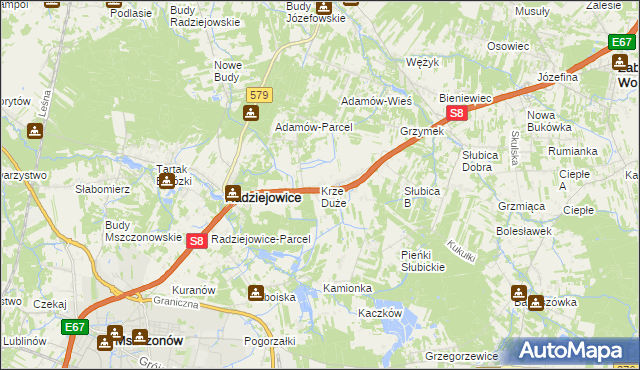 mapa Krze Duże, Krze Duże na mapie Targeo