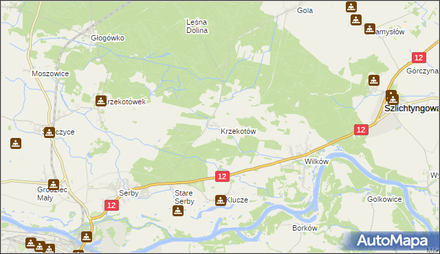 mapa Krzekotów, Krzekotów na mapie Targeo