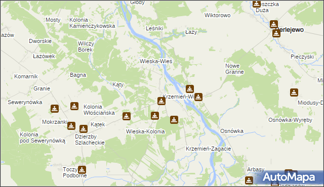 mapa Krzemień-Wieś, Krzemień-Wieś na mapie Targeo