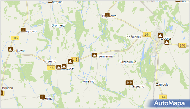 mapa Krzemienna gmina Dobra, Krzemienna gmina Dobra na mapie Targeo