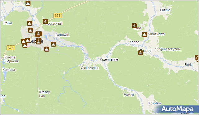 mapa Krzemienne, Krzemienne na mapie Targeo