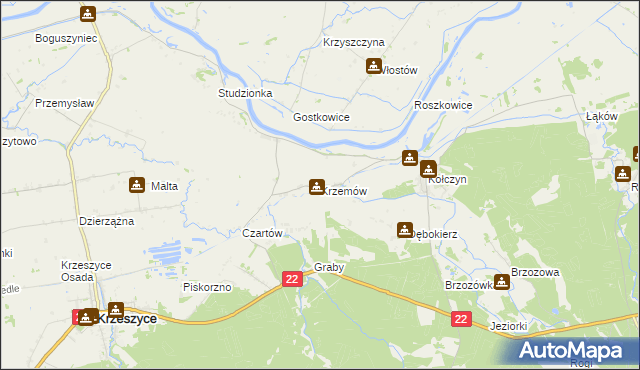 mapa Krzemów, Krzemów na mapie Targeo