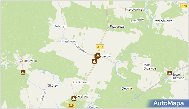 mapa Krzepielów, Krzepielów na mapie Targeo