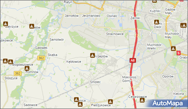 mapa Krzeptów, Krzeptów na mapie Targeo