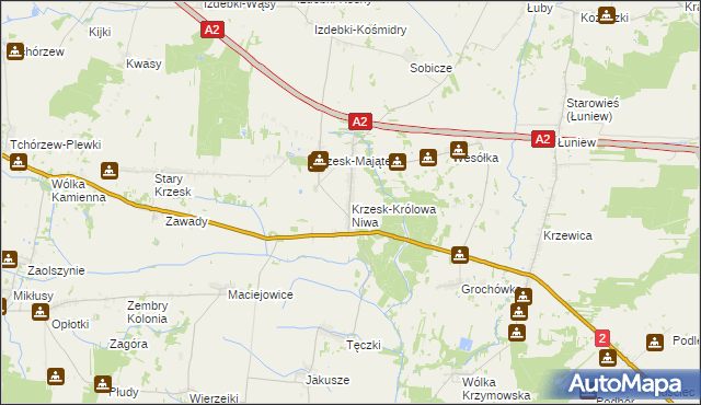 mapa Krzesk-Królowa Niwa, Krzesk-Królowa Niwa na mapie Targeo