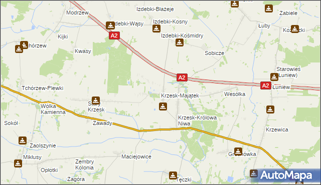 mapa Krzesk-Majątek, Krzesk-Majątek na mapie Targeo