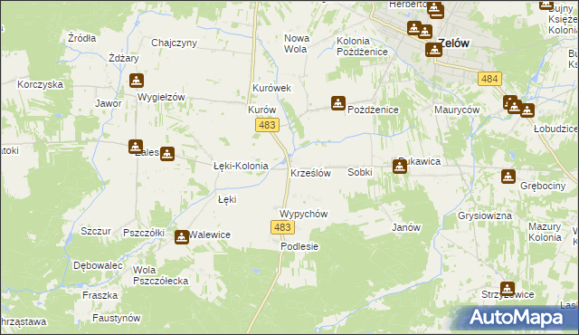 mapa Krześlów, Krześlów na mapie Targeo