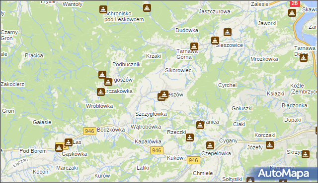 mapa Krzeszów gmina Stryszawa, Krzeszów gmina Stryszawa na mapie Targeo