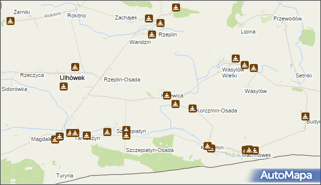 mapa Krzewica gmina Ulhówek, Krzewica gmina Ulhówek na mapie Targeo