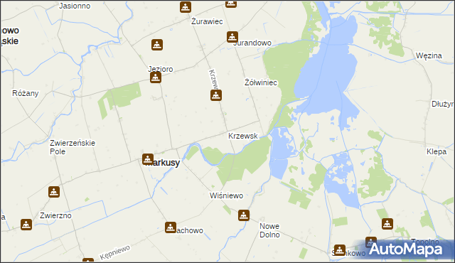 mapa Krzewsk, Krzewsk na mapie Targeo