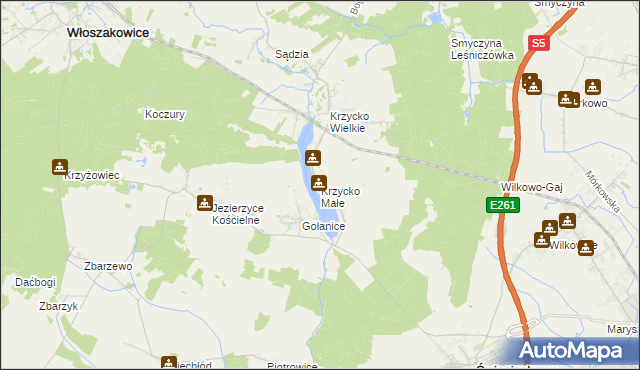 mapa Krzycko Małe, Krzycko Małe na mapie Targeo