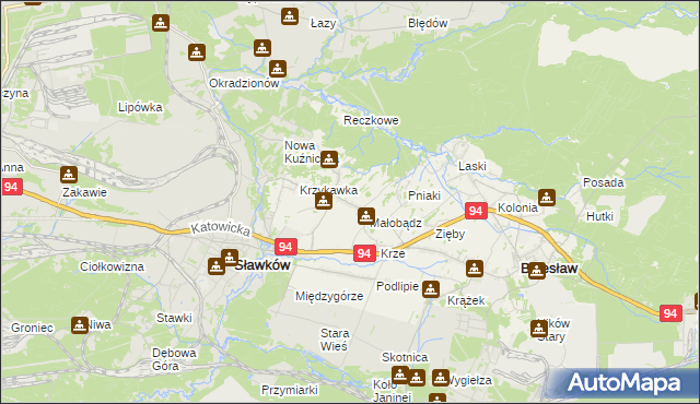 mapa Krzykawa, Krzykawa na mapie Targeo