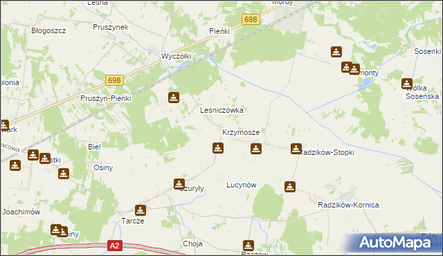 mapa Krzymosze, Krzymosze na mapie Targeo