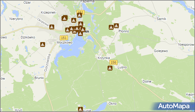 mapa Krzynka gmina Barlinek, Krzynka gmina Barlinek na mapie Targeo