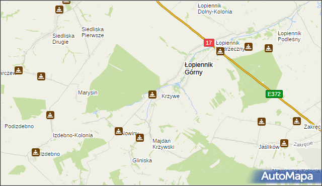 mapa Krzywe gmina Łopiennik Górny, Krzywe gmina Łopiennik Górny na mapie Targeo