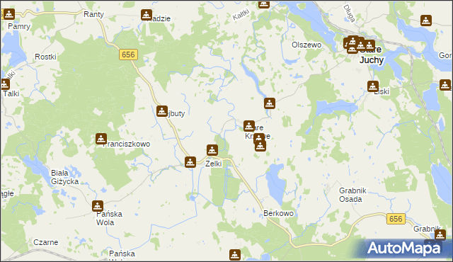 mapa Krzywe gmina Wydminy, Krzywe gmina Wydminy na mapie Targeo