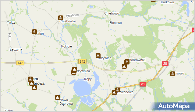 mapa Krzywiec gmina Marianowo, Krzywiec gmina Marianowo na mapie Targeo